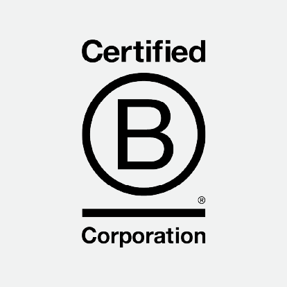 Logo of a Certified B Corporation. The image features a bold letter "B" enclosed within a circle. Above the circle is the word "Certified" and below it is a horizontal line with the word "Corporation" underneath. A registered trademark symbol appears next to the line.